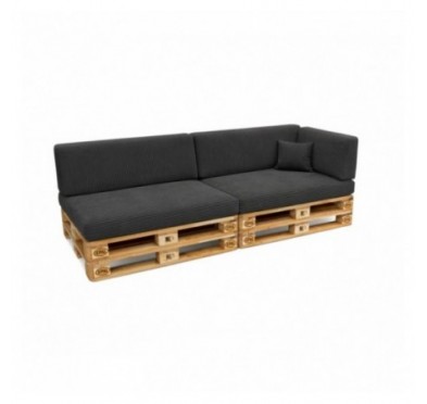 6er Set Palettenkissen | Cordstoff | Farbe Dunkelgrau