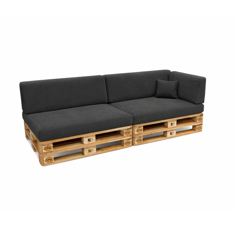 6er Set Palettenkissen | Cordstoff | Farbe Dunkelgrau