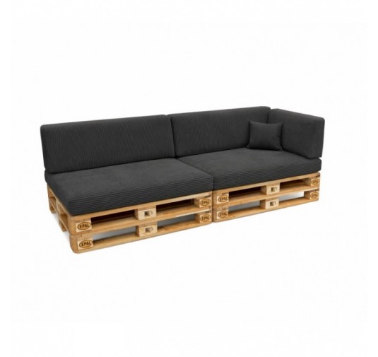6er Set Palettenkissen | Cordstoff | Farbe Dunkelgrau