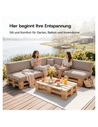 6er Set Palettenkissen | Cordstoff | Farbe Grau