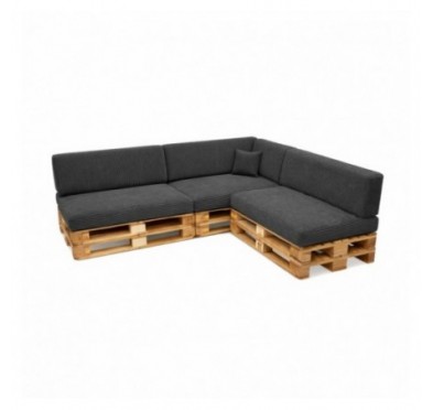8er Set Palettenkissen | Cordstoff | Farbe Dunkelgrau
