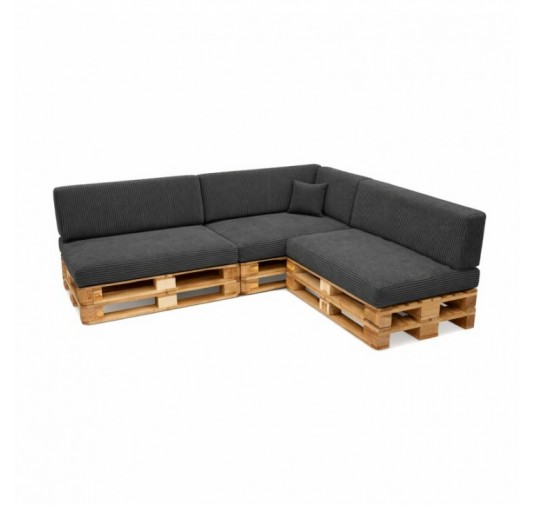 8er Set Palettenkissen | Cordstoff | Farbe Dunkelgrau