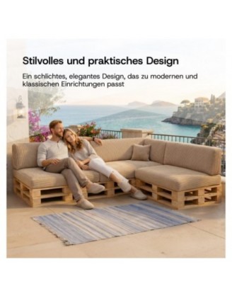 8er Set Palettenkissen | Cordstoff | Farbe Dunkelgrau