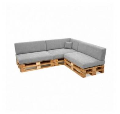 8er Set Palettenkissen | Cordstoff | Farbe Grau