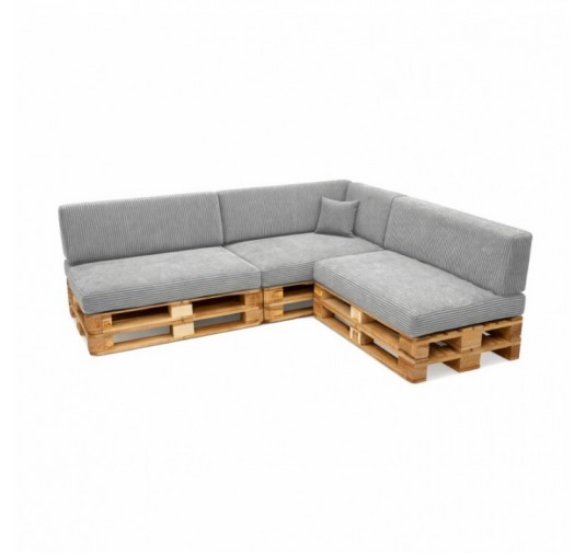 8er Set Palettenkissen | Cordstoff | Farbe Grau
