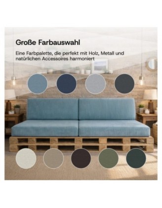 8er Set Palettenkissen | Cordstoff | Farbe Grau