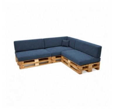 8er Set Palettenkissen | Cordstoff | Farbe Dunkelblau