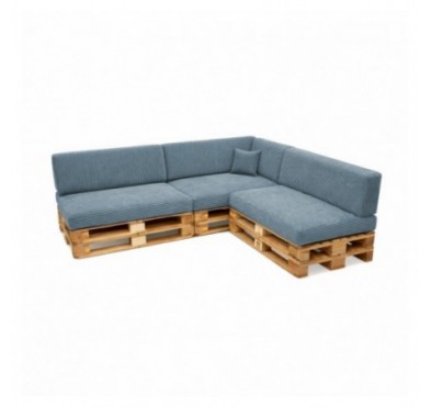 8er Set Palettenkissen | Cordstoff | Farbe Blau