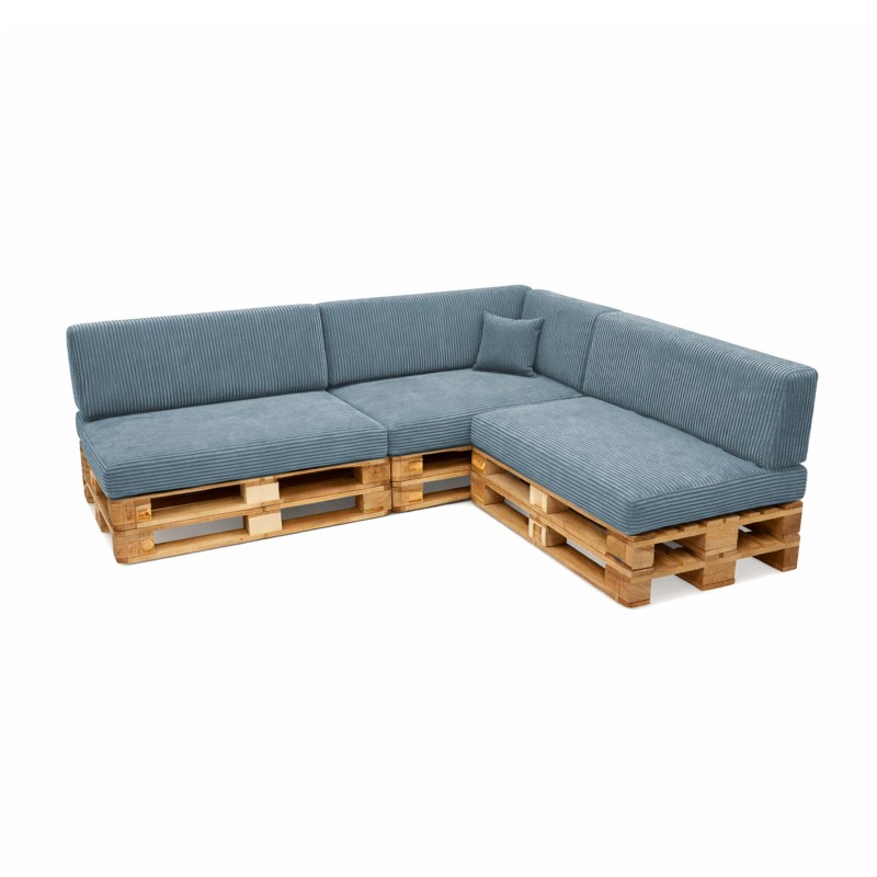 8er Set Palettenkissen | Cordstoff | Farbe Blau
