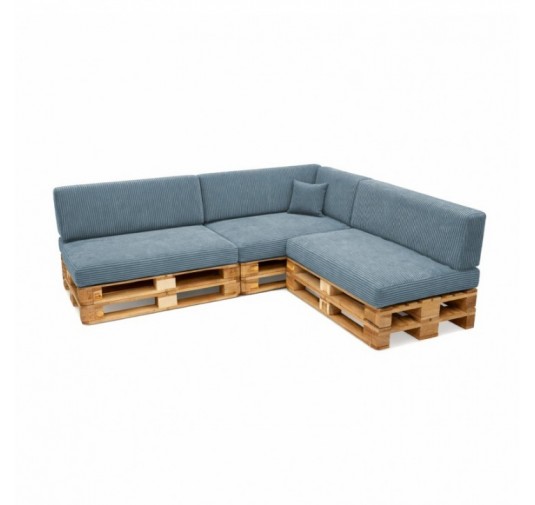 8er Set Palettenkissen | Cordstoff | Farbe Blau