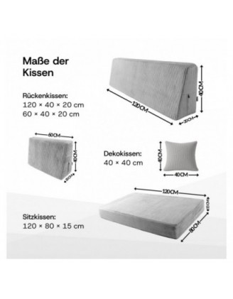 8er Set Palettenkissen | Cordstoff | Farbe Blau