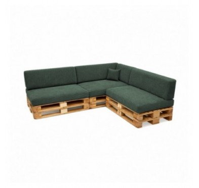 8er Set Palettenkissen | Cordstoff | Farbe Dunkelgrün