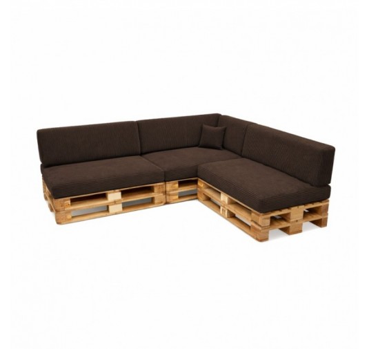 8er Set Palettenkissen | Cordstoff | Farbe Dunkelbraun