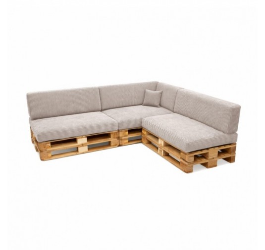 8er Set Palettenkissen | Cordstoff | Farbe Dunkelbeige
