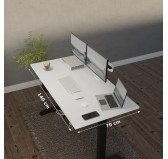 Elektrisch Höhenverstellbarer Schreibtisch mit Schwarzem Gestell und Oberteil Weiß 140x70