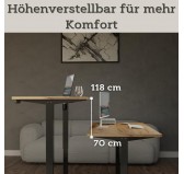 Elektrisch Höhenverstellbarer Schreibtisch mit Schwarzem Gestell und Oberteil Craft Eiche 175x80