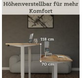 Elektrisch Höhenverstellbarer Schreibtisch mit Weißem Gestell und Oberteil Craft Eiche 120x60