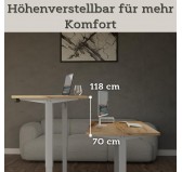 Elektrisch Höhenverstellbarer Schreibtisch mit Silbernem Gestell und Oberteil Craft Eiche 120x60