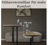 Elektrisch Höhenverstellbarer Schreibtisch mit Schwarzem Gestell und Oberteil Sonoma Eiche 175x80