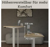 Elektrisch Höhenverstellbarer Schreibtisch mit Weißem Gestell und Oberteil Sonoma Eiche 160x80