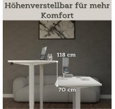 Elektrisch Höhenverstellbarer Schreibtisch mit Weißem Gestell und Oberteil Weiß 120x60