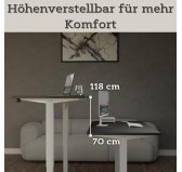 Elektrisch Höhenverstellbarer Schreibtisch mit Weißem Gestell und Oberteil Schwarz 120x60