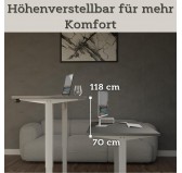 Elektrisch Höhenverstellbarer Schreibtisch mit Weißem Gestell und Oberteil Grau 120x60