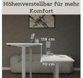 Elektrisch Höhenverstellbarer Schreibtisch mit Silbernem Gestell und Oberteil Weiß 120x60