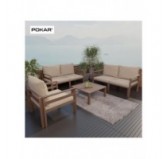 Stuhlkissen für Rattan & Gartenmöbel, 2er Set: Sitzkissen 40x40x5 cm + Rückenlehne 50x40x15 cm, Beige