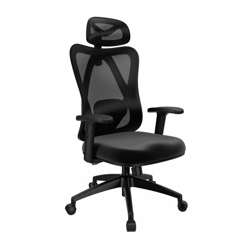 Ergonomischer Bürostuhl, Schwarz + schwarze Beine