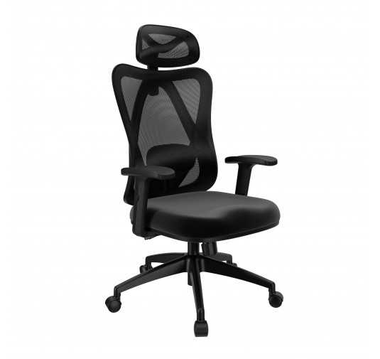 Ergonomischer Bürostuhl, Schwarz + schwarze Beine