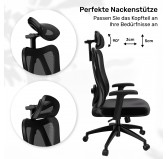 Ergonomischer Bürostuhl, Schwarz + schwarze Beine