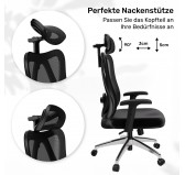 Ergonomischer Bürostuhl, Schwarz + silberne Beine