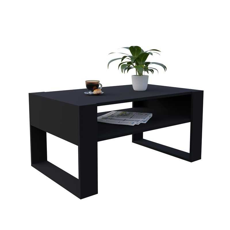 Couchtisch für Wohnzimmer oder Büro, Schwarz, 60,5 x 53,6 x 45 cm