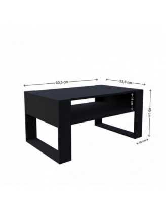 Couchtisch für Wohnzimmer oder Büro, Schwarz, 60,5 x 53,6 x 45 cm