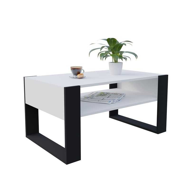 Couchtisch für Wohnzimmer oder Büro, Weiß, 60,5 x 53,6 x 45 cm