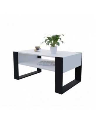 Couchtisch für Wohnzimmer oder Büro, Weiß, 60,5 x 53,6 x 45 cm