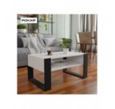 Couchtisch für Wohnzimmer oder Büro, Weiß, 60,5 x 53,6 x 45 cm