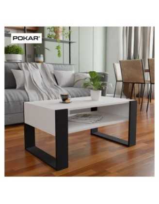 Couchtisch für Wohnzimmer oder Büro, Weiß, 60,5 x 53,6 x 45 cm