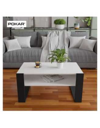 Couchtisch für Wohnzimmer oder Büro, Weiß, 60,5 x 53,6 x 45 cm