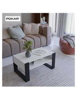 Couchtisch für Wohnzimmer oder Büro, Weiß, 60,5 x 53,6 x 45 cm