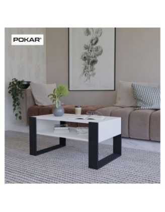 Couchtisch für Wohnzimmer oder Büro, Weiß, 60,5 x 53,6 x 45 cm