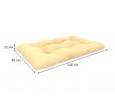 Palettenkissen Sitzkissen, Wasserdicht, Gesteppt, 120x80x15, Beige