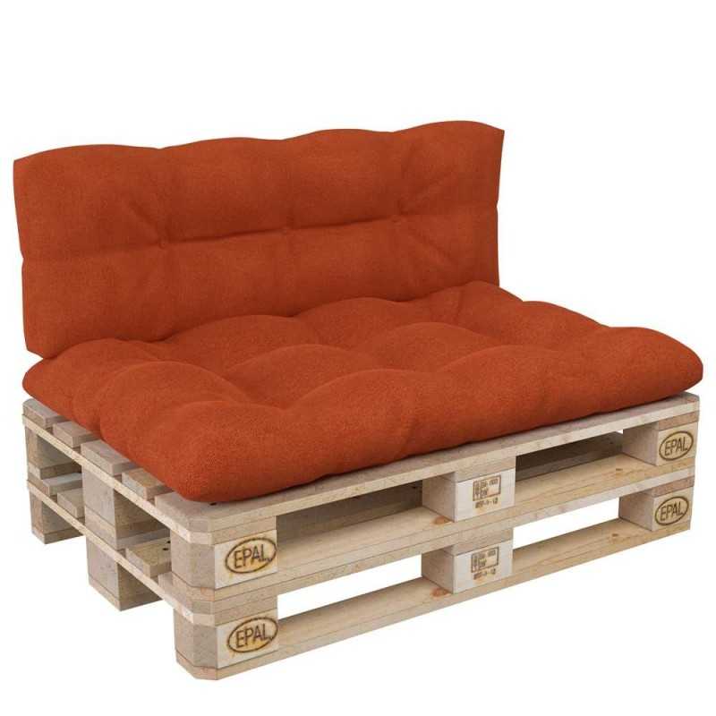 2er Set Palettenkissen - Sitzkissen 120x80 + Rückenkissen 120x40, Gesteppt, Orange