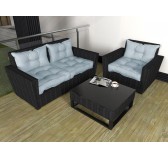 2er Set Loungekissen Stuhlkissen Sitzkissen + Rückenkissen für Stuhl, Blau 50x50 + 50x40