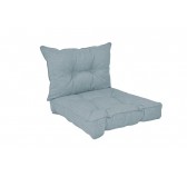 2er Set Loungekissen Stuhlkissen Sitzkissen + Rückenkissen für Stuhl, Blau 50x50 + 50x40