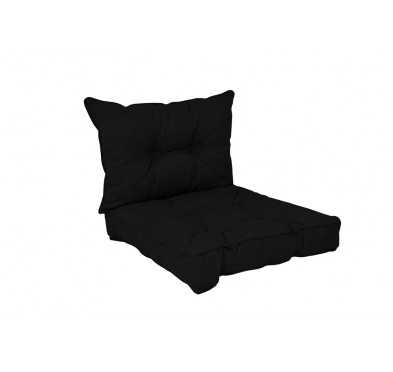 2er Set Loungekissen Stuhlkissen Sitzkissen + Rückenkissen für Stuhl, Schwarz 40x40 + 50x40