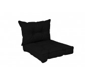 2er Set Loungekissen Stuhlkissen Sitzkissen + Rückenkissen für Stuhl, Schwarz 40x40 + 50x40