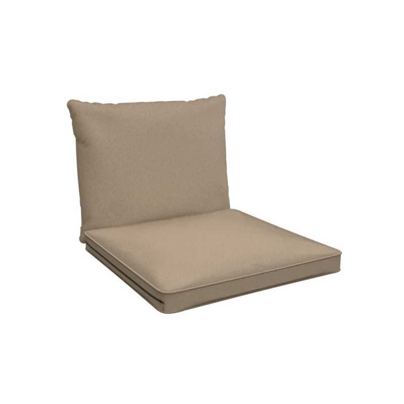 Stuhlkissen für Rattan & Gartenmöbel, 2er Set: Sitzkissen 40x40x5 cm + Rückenlehne 50x40x15 cm, Beige