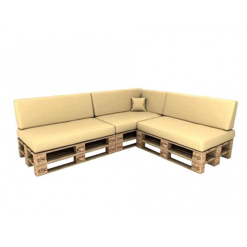 8er Set Palettenkissen - 3x Sitzkissen + 3x Rückenkissen + Seitenkissen + Dekokissen Wasserdicht, Beige